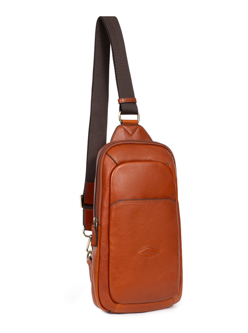 Sac monobretelle  Cuir STUART Cognac - Kiabi