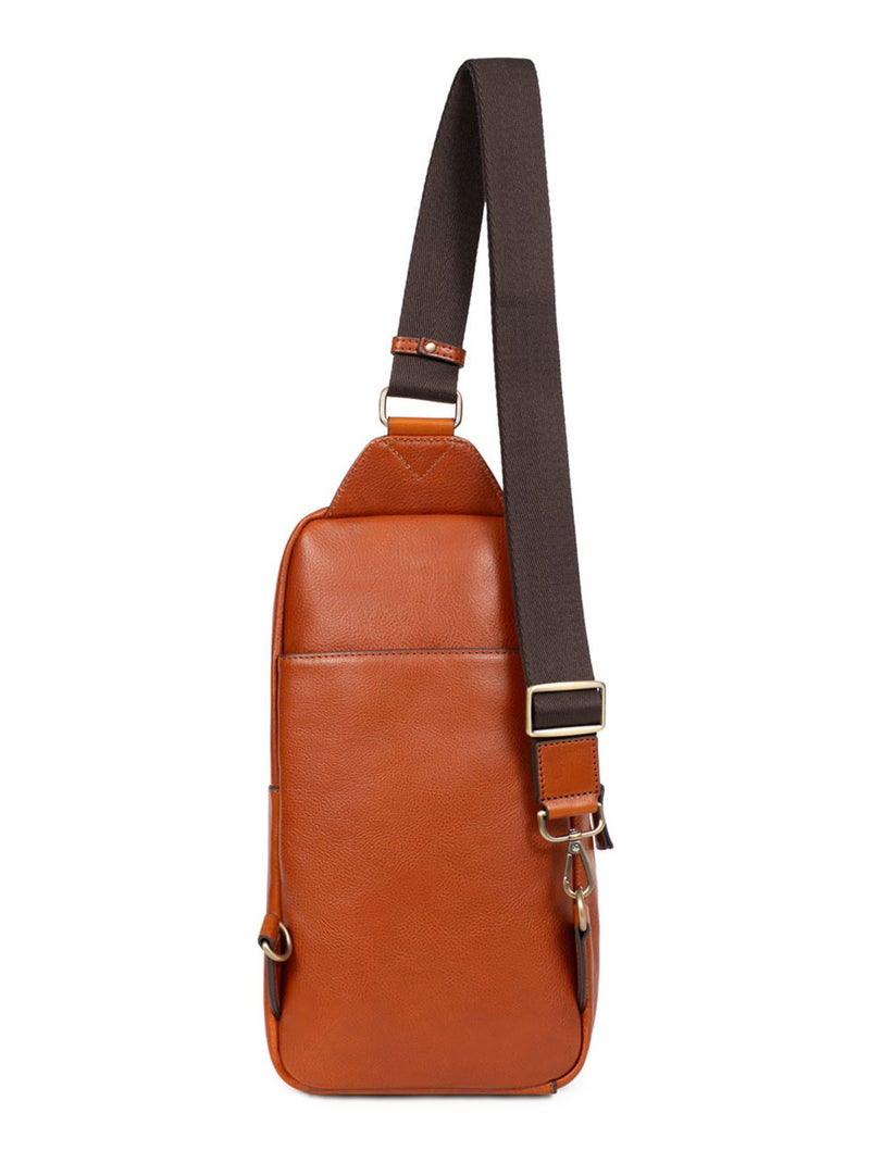 Sac monobretelle  Cuir STUART Cognac - Kiabi