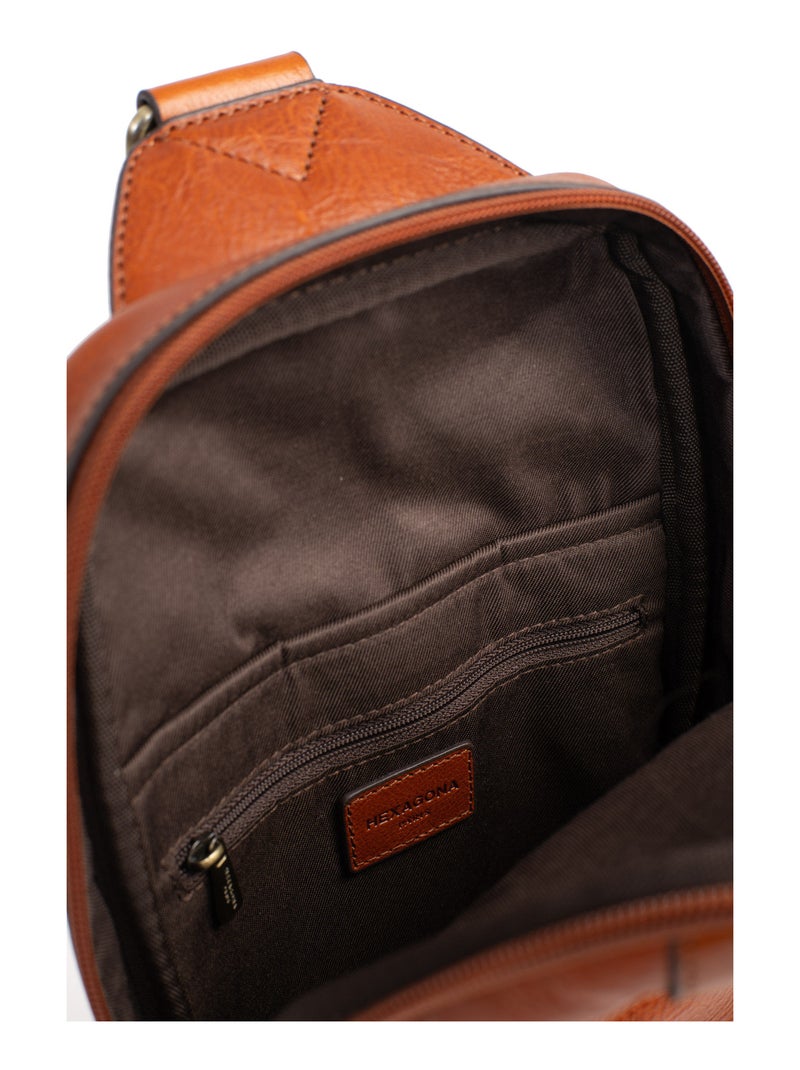 Sac monobretelle  Cuir STUART Cognac - Kiabi