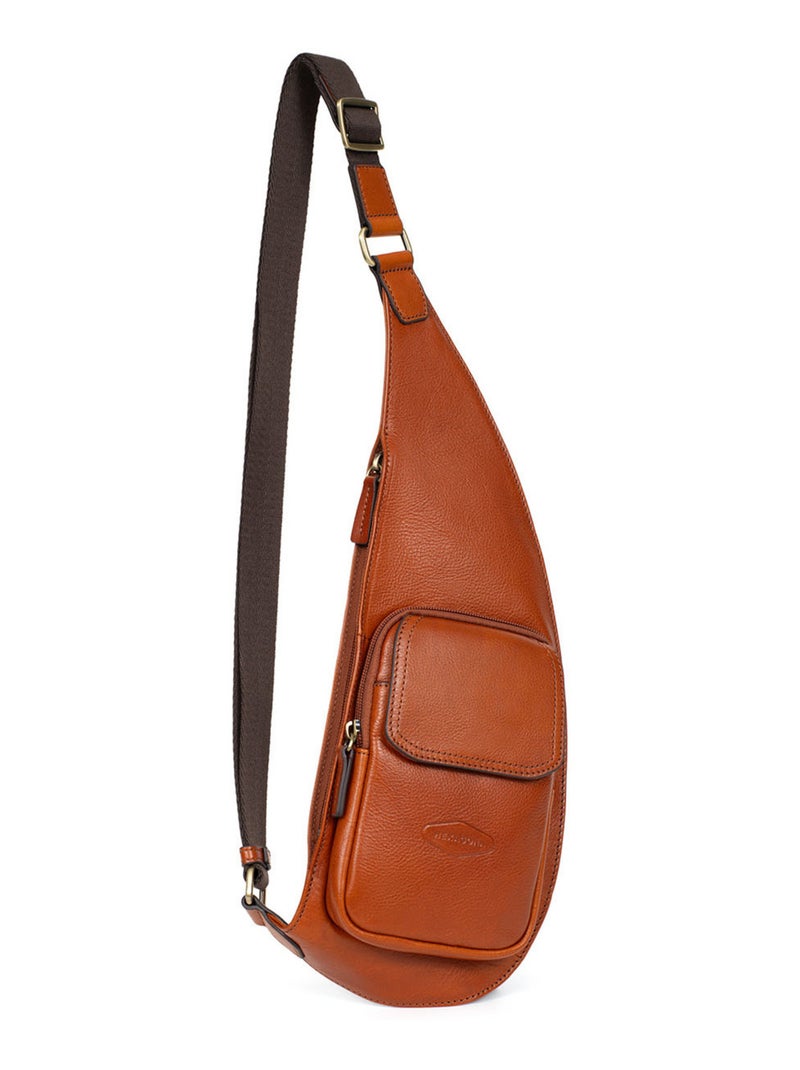 Sac monobretelle  Cuir STUART Cognac - Kiabi