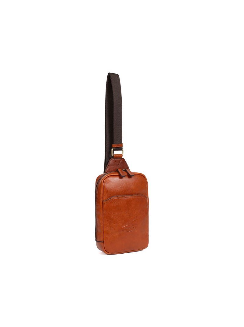 Sac monobretelle  Cuir STUART Cognac - Kiabi