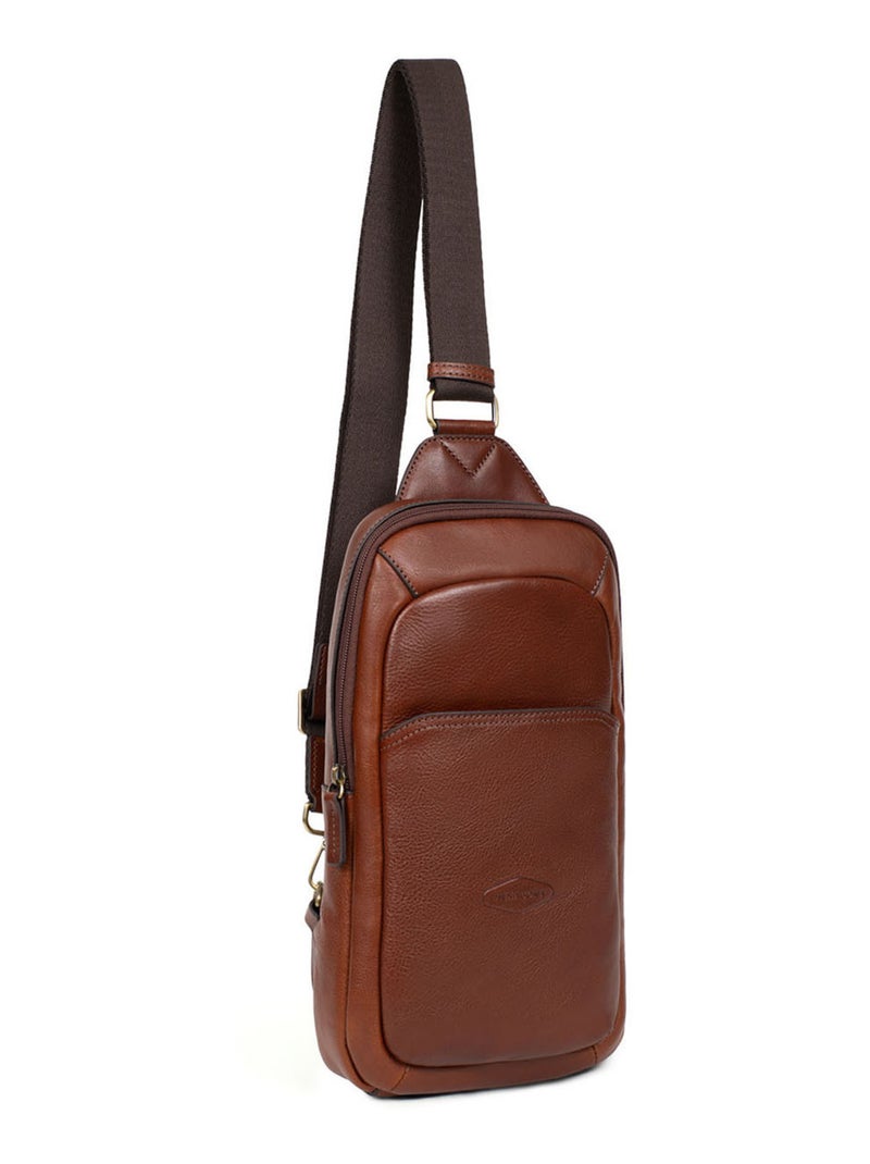 Sac monobretelle  Cuir STUART Marron - Kiabi