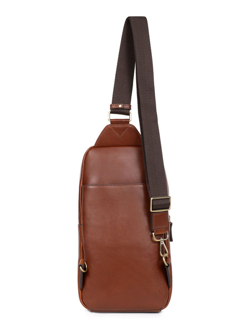 Sac monobretelle  Cuir STUART Marron - Kiabi