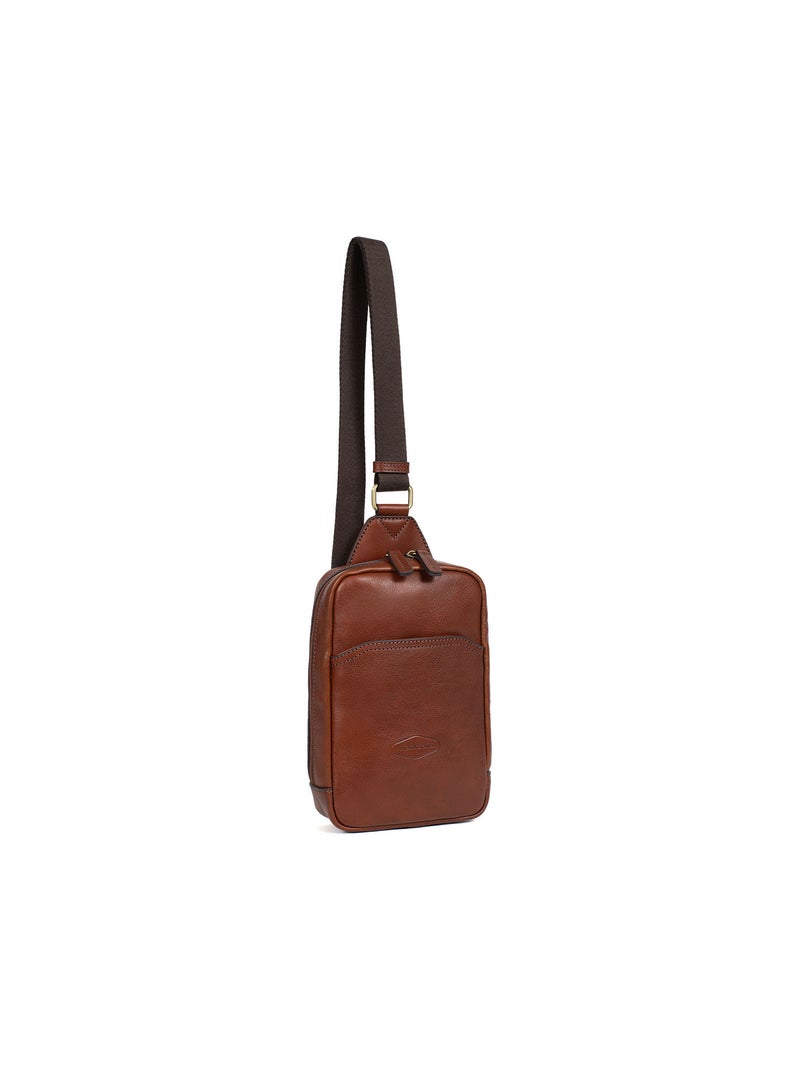 Sac monobretelle  Cuir STUART Marron - Kiabi