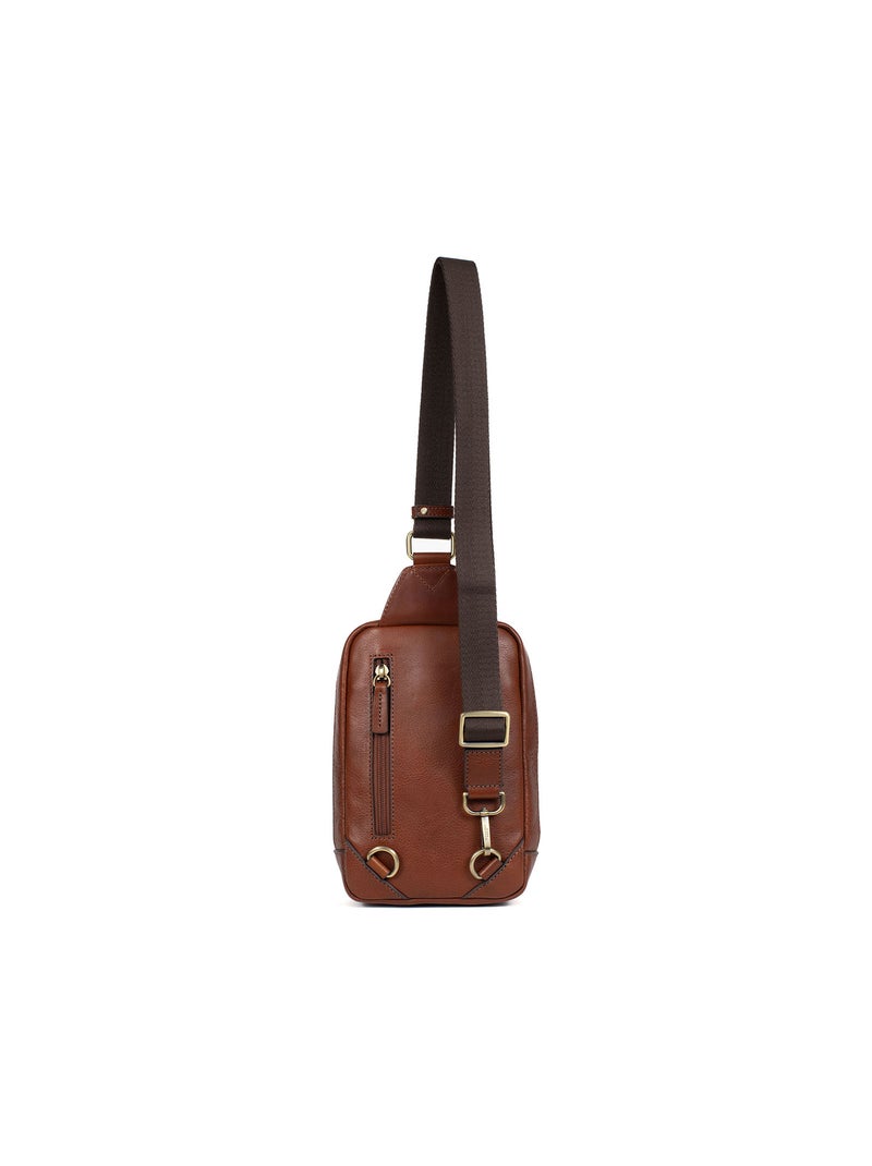 Sac monobretelle  Cuir STUART Marron - Kiabi