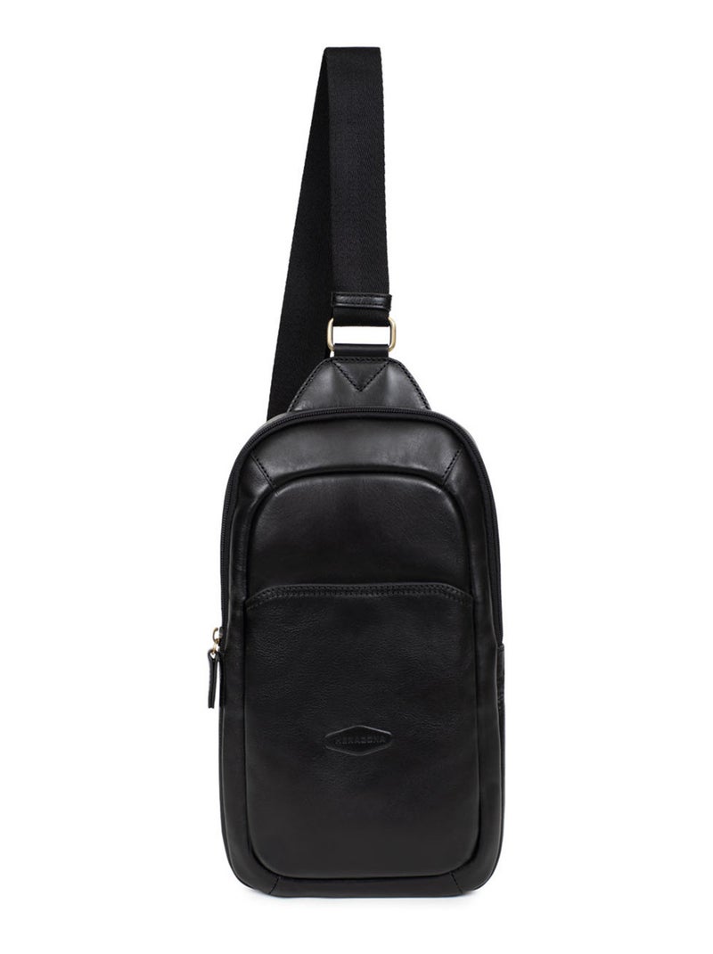 Sac monobretelle  Cuir STUART Noir - Kiabi