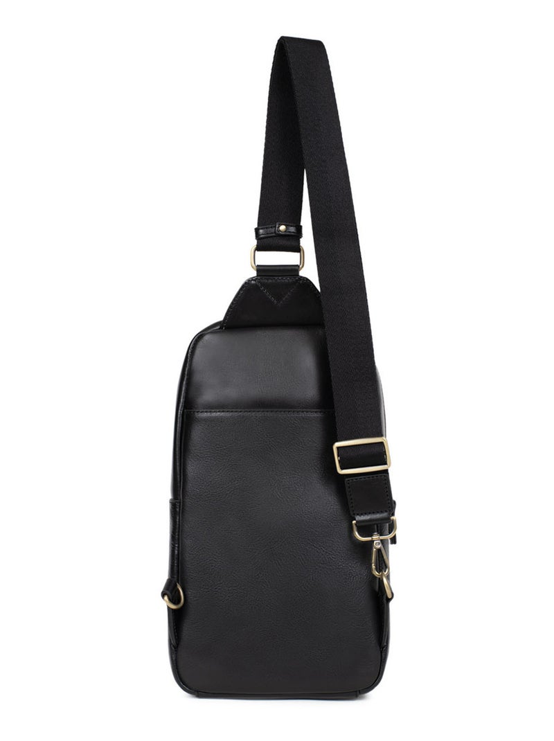 Sac monobretelle  Cuir STUART Noir - Kiabi