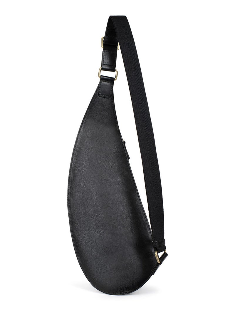 Sac monobretelle  Cuir STUART Noir - Kiabi