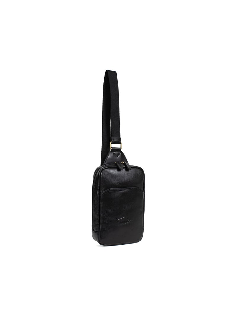 Sac monobretelle  Cuir STUART Noir - Kiabi