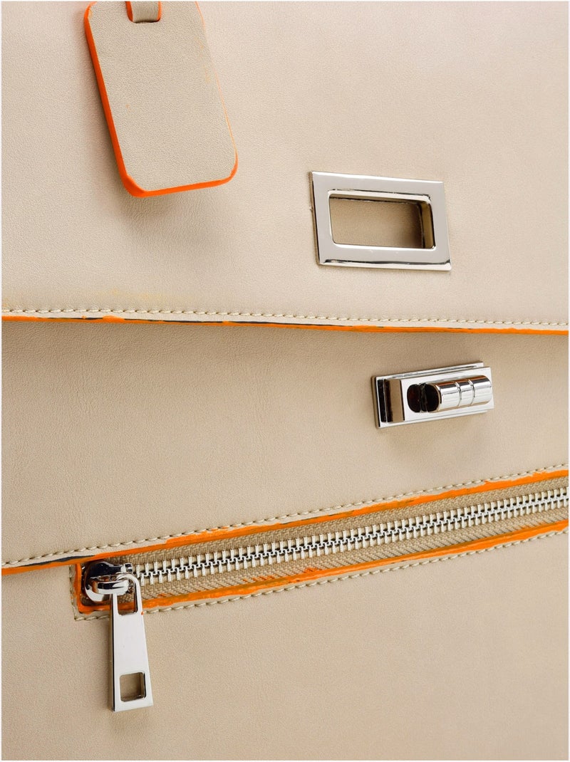 Sac Motif Asymétrique - Taille Standard - helline Beige - Kiabi