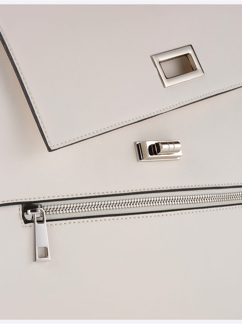 Sac Motif Asymétrique - Taille Standard - helline Ecru - Kiabi