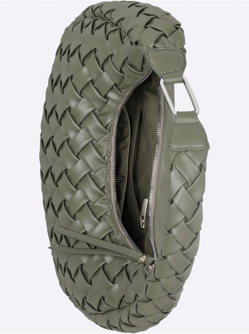 Sac Motif Tressé Décoratif - Taille Standard - helline Kaki - Kiabi