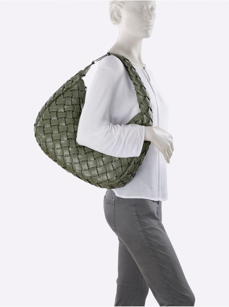 Sac Motif Tressé Décoratif - Taille Standard - helline Kaki - Kiabi