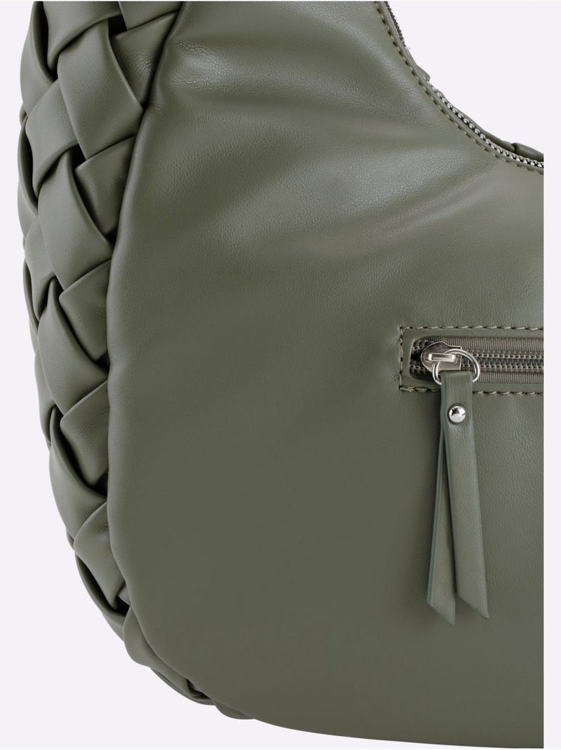 Sac Motif Tressé Décoratif - Taille Standard - helline Kaki - Kiabi