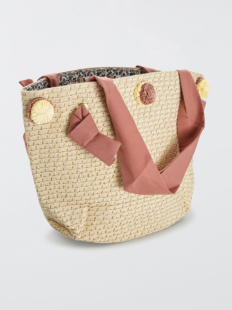 Sac à main en papier - beige/rose - Kiabi - 10.00€