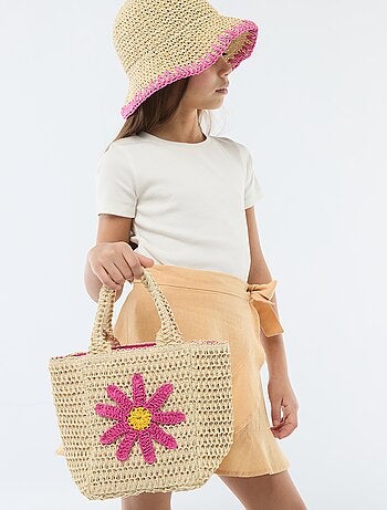 Sac panier avec patch fleur