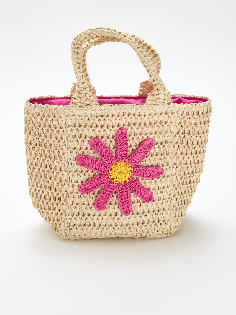 Sac panier avec patch fleur Rose - Kiabi