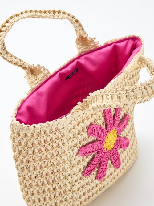 Sac panier avec patch fleur - Kiabi