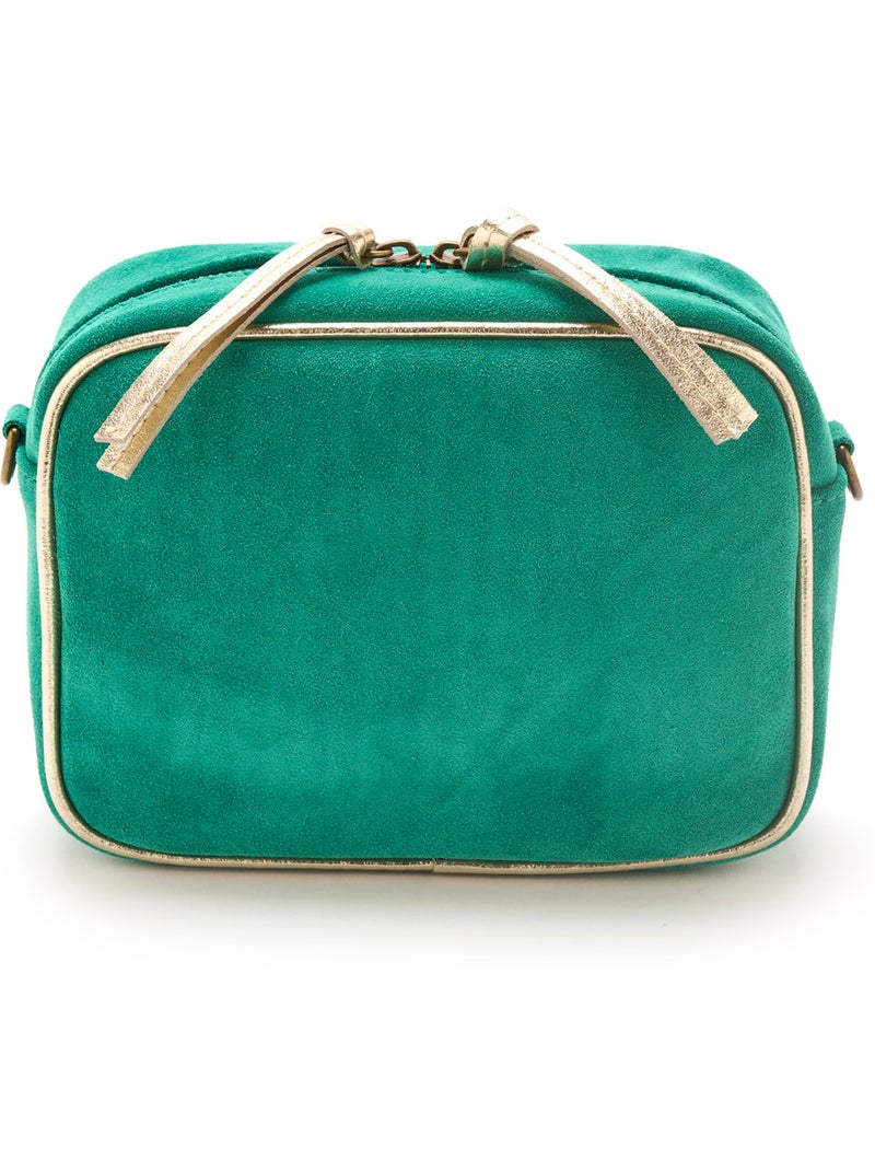 Sac-pochette cuir à bandoulière - DAXON Vert émeraude - Kiabi