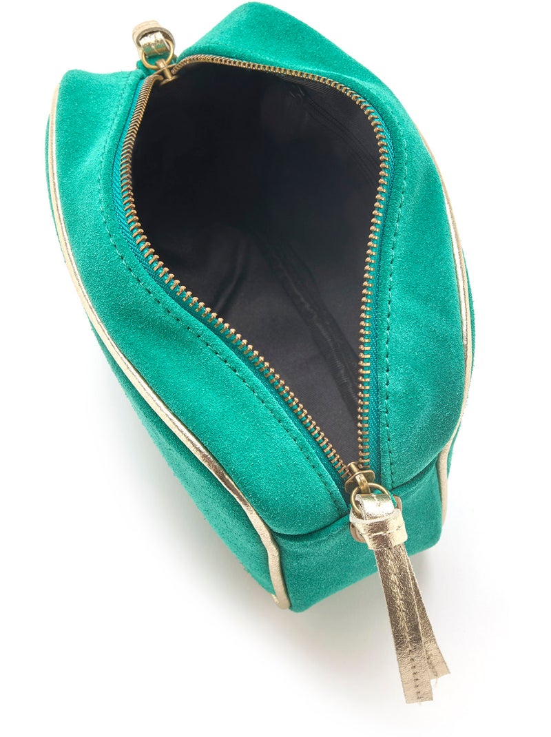 Sac-pochette cuir à bandoulière - DAXON Vert émeraude - Kiabi
