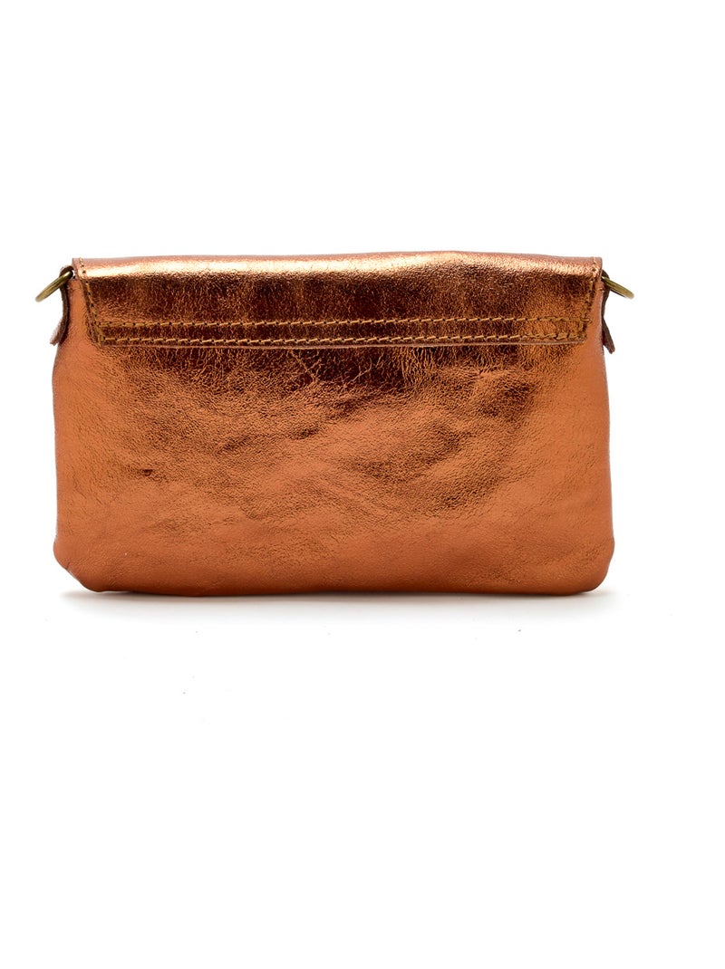 Sac pochette en cuir à bandoulière - DAXON Cuivre - Kiabi