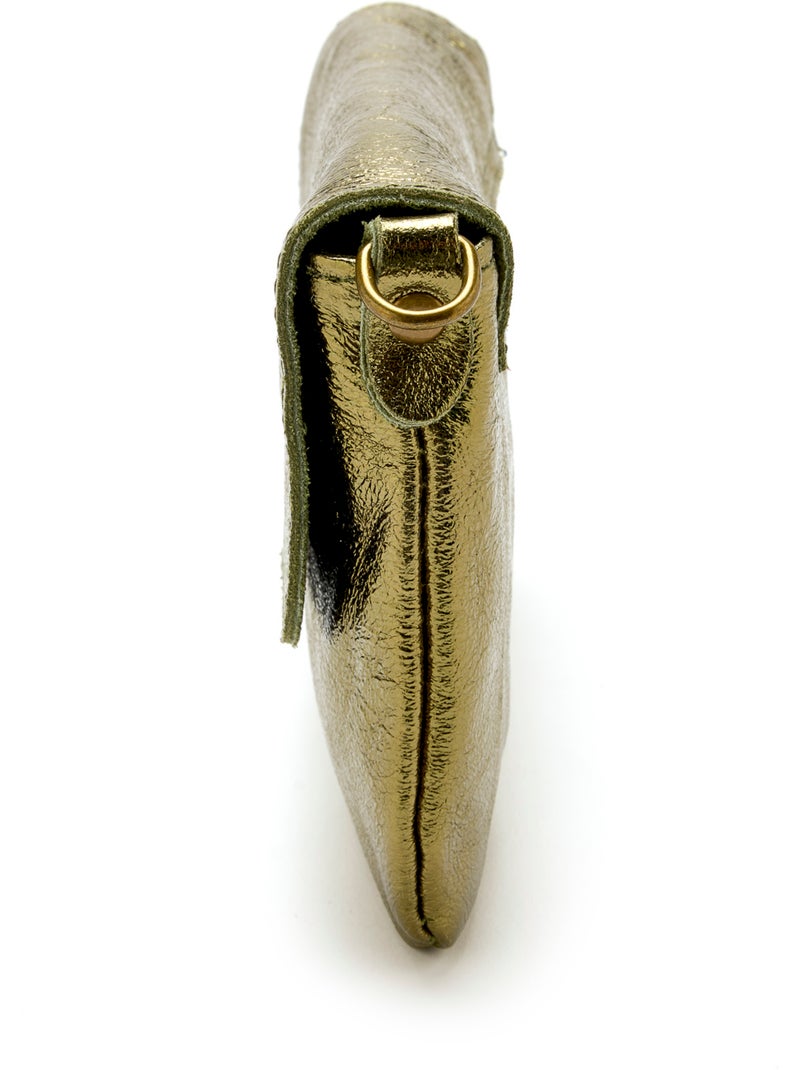 Sac pochette en cuir à bandoulière - DAXON Vert olive - Kiabi