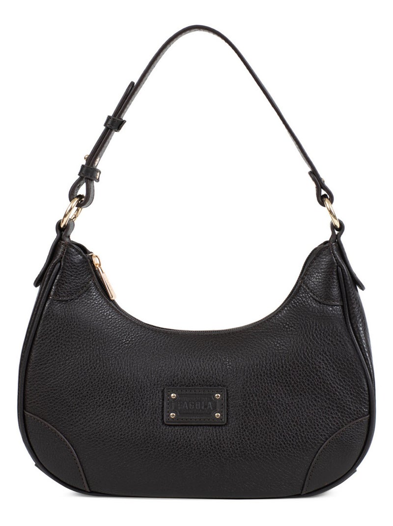Sac porté épaule 1 anse - Cuir Marron foncé - Kiabi
