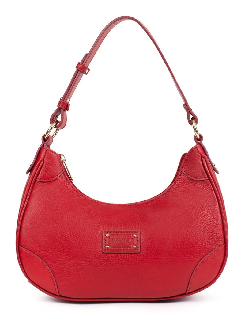 Sac porté épaule 1 anse - Cuir Rouge foncé - Kiabi