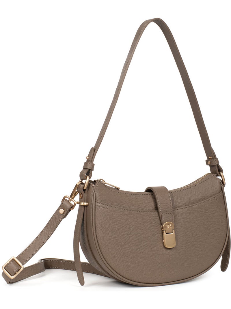 Sac porté épaule 1 anse  Cuir AUDE Taupe - Kiabi