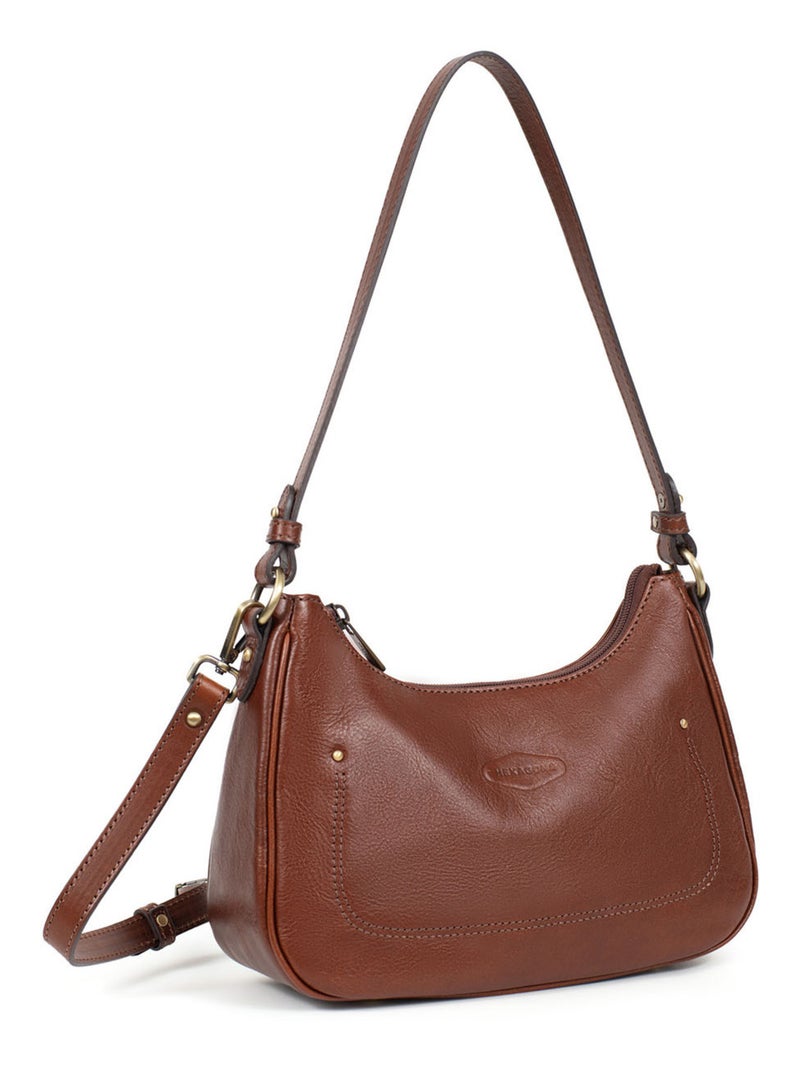Sac porté épaule 1 anse  Cuir JEANNE Marron - Kiabi