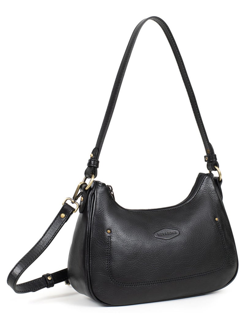 Sac porté épaule 1 anse  Cuir JEANNE Noir - Kiabi