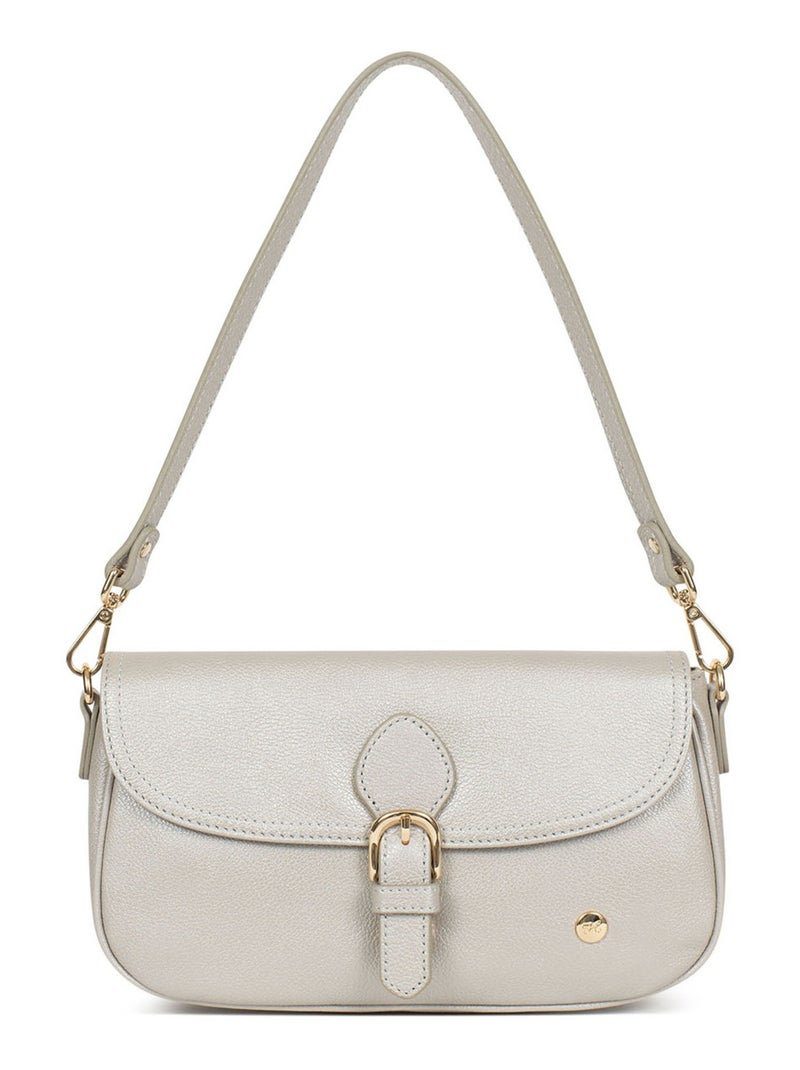 Sac porté épaule 1 anse  Cuir LUNA Argent - Kiabi