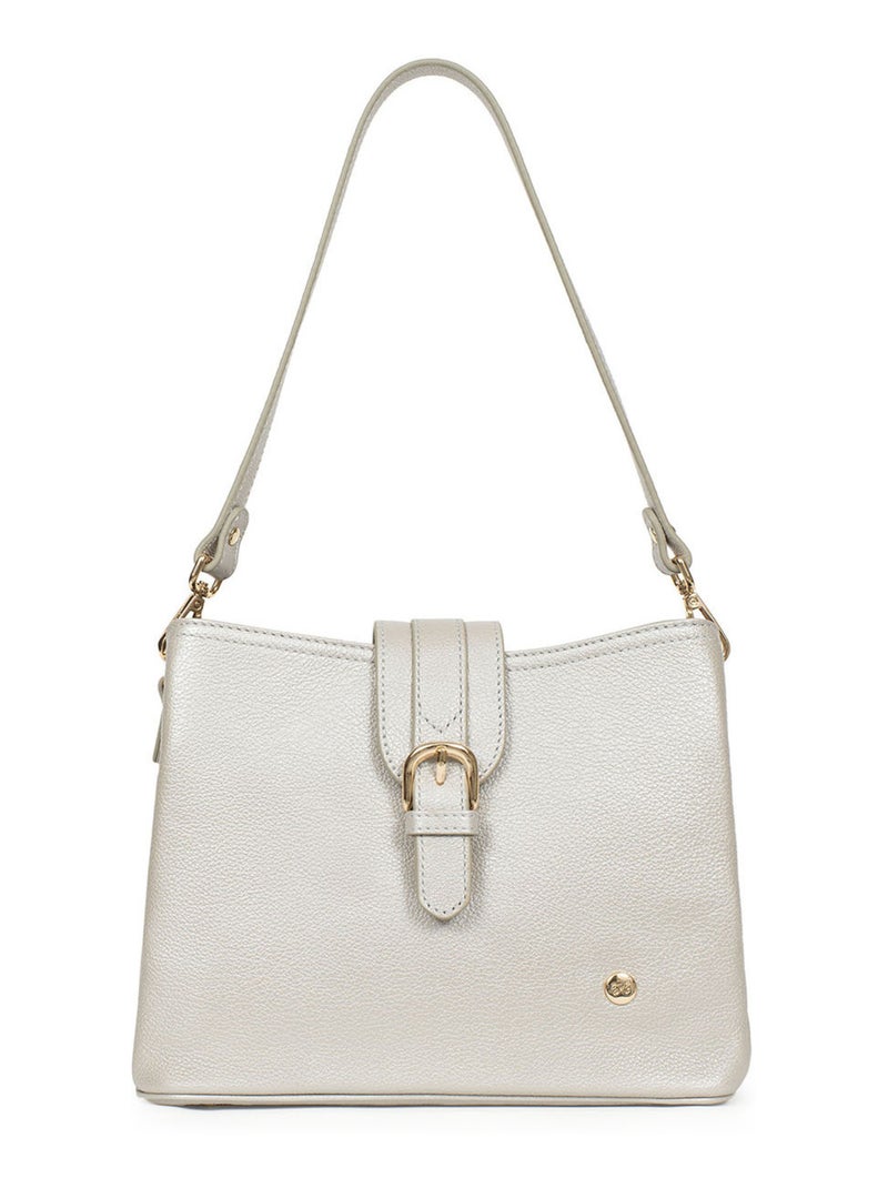 Sac porté épaule 1 anse  Cuir LUNA Argent - Kiabi