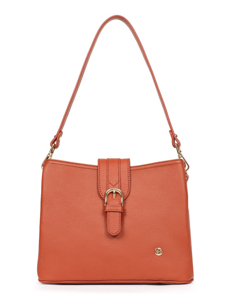 Sac porté épaule 1 anse  Cuir LUNA Orange - Kiabi