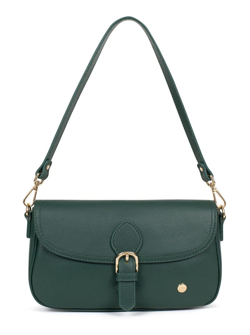 Sac porté épaule 1 anse  Cuir LUNA Vert sapin - Kiabi