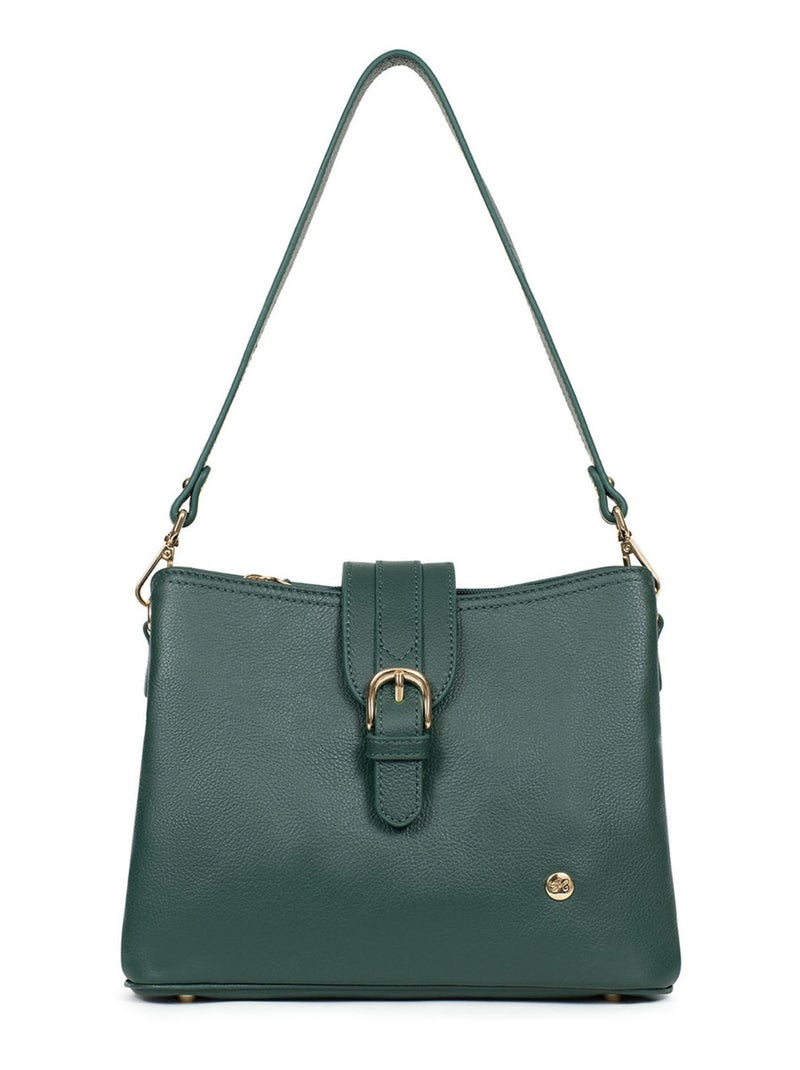 Sac porté épaule 1 anse  Cuir LUNA Vert sapin - Kiabi