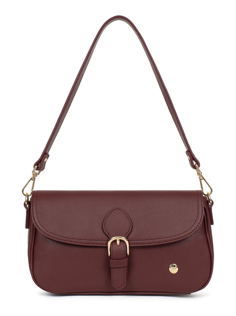 Sac porté épaule 1 anse  Cuir LUNA Violet prune - Kiabi