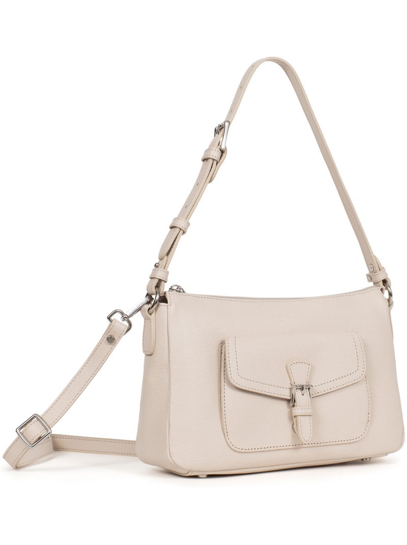 Sac porté épaule 1 anse  cuir mirabelle hexagona Ivoire - Kiabi