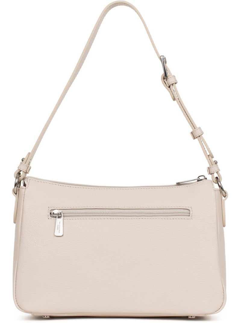 Sac porté épaule 1 anse  cuir mirabelle hexagona Ivoire - Kiabi