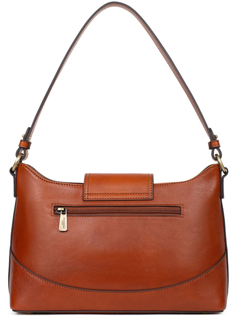 Sac porté épaule 1 anse  Cuir ONDINE Cognac - Kiabi