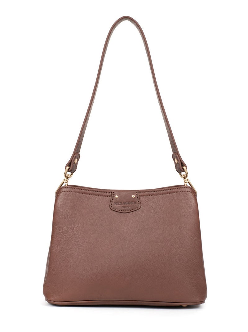 Sac porté épaule 1 anse  Cuir PRALINE Marron foncé - Kiabi