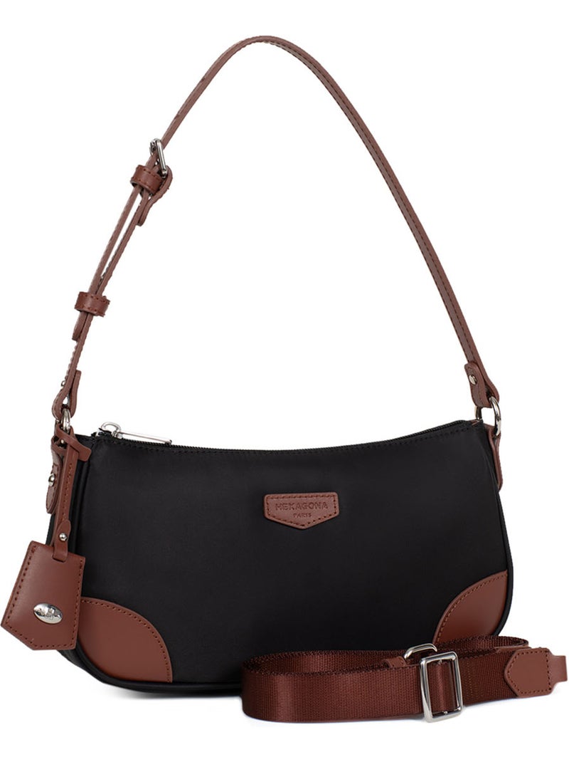 Sac porté épaule 1 anse pop hexagona Noir Marron - Kiabi
