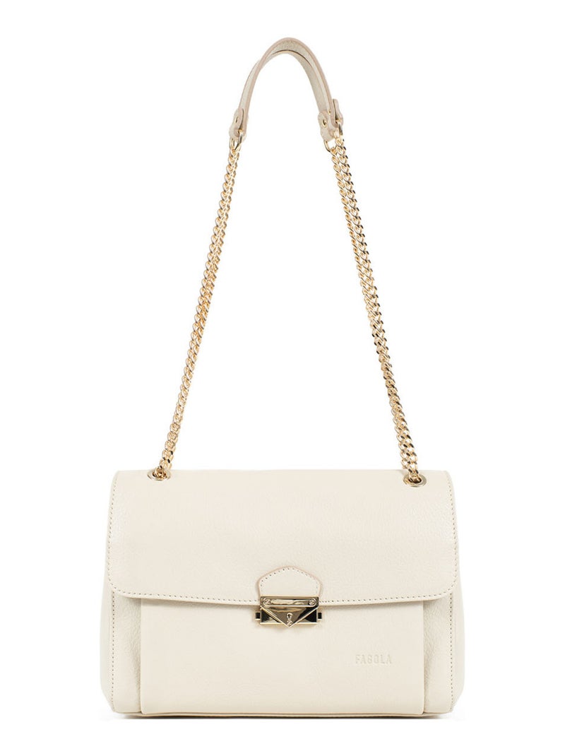 Sac porté épaule 2 anses - Cuir Beige clair - Kiabi