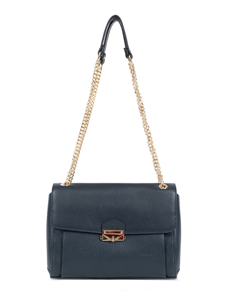 Sac porté épaule 2 anses - Cuir Bleu marine - Kiabi