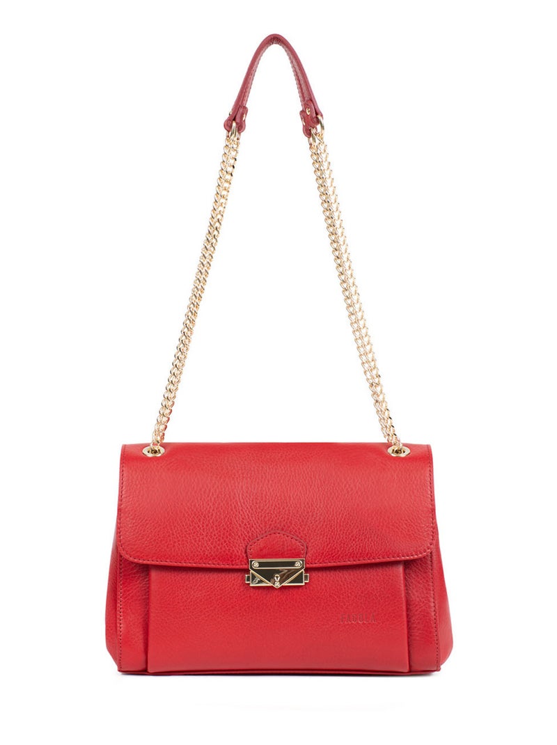 Sac porté épaule 2 anses - Cuir Rouge foncé - Kiabi