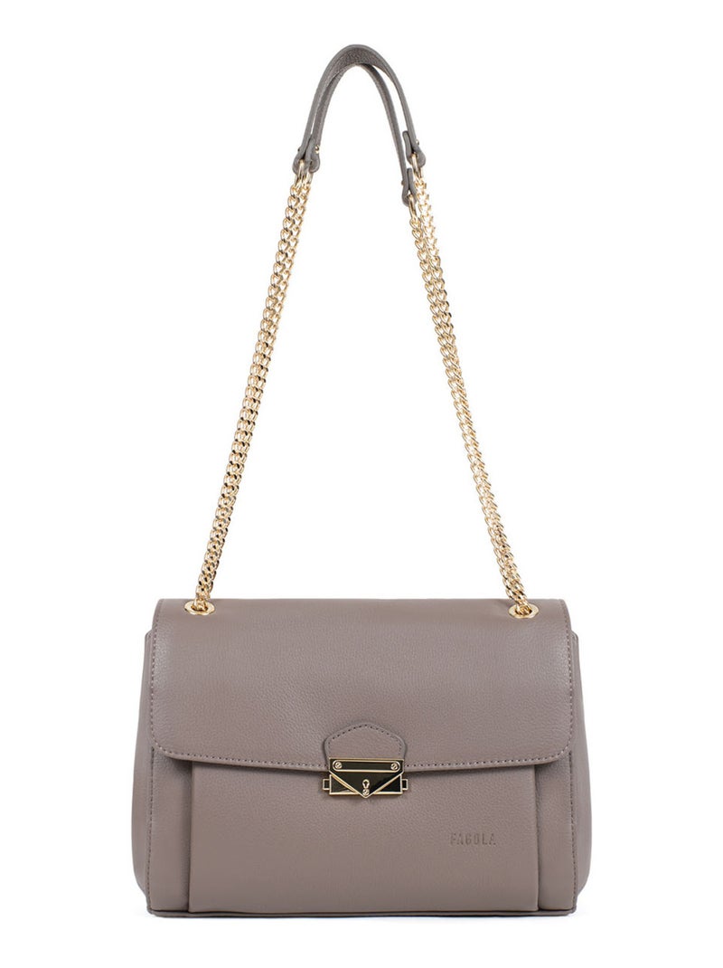 Sac porté épaule 2 anses - Cuir Taupe - Kiabi