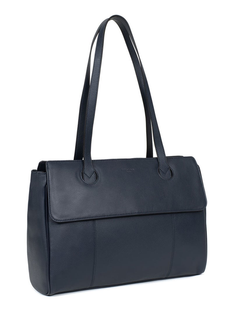 Sac porté épaule 2 anses  13" & a4  cuir confort business hexagona Bleu marine - Kiabi