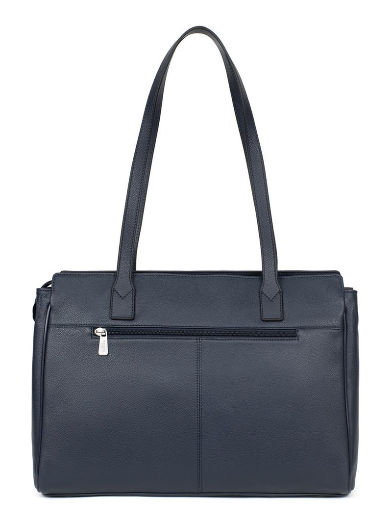 Sac porté épaule 2 anses  13" & a4  cuir confort business hexagona Bleu marine - Kiabi