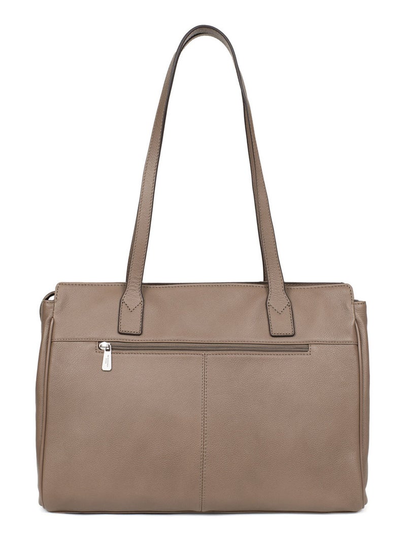 Sac porté épaule 2 anses  13" & a4  cuir confort business hexagona Marron clair - Kiabi