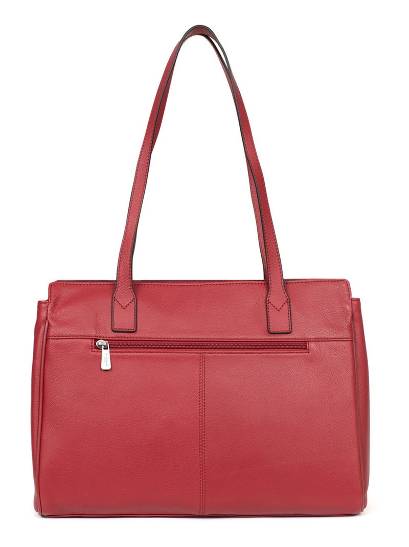 Sac porté épaule 2 anses  13" & a4  cuir confort business hexagona Rouge foncé - Kiabi